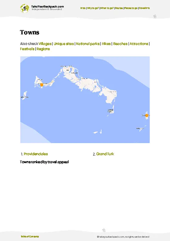 example page 6 from our offline Travel Guide for Turks and Caicos Islands